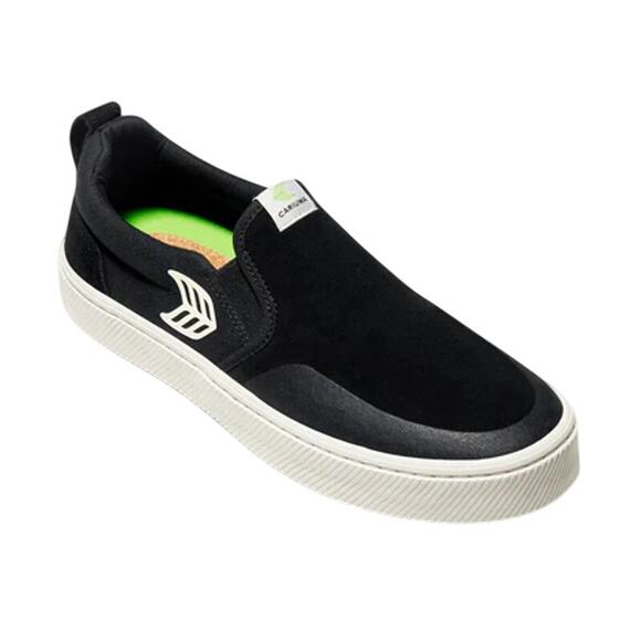 Cariuma Mens Slip On Pro Low Sneakers US 12.5 M EU 46 Black Ivory Suede NIB - Picture 1 of 12